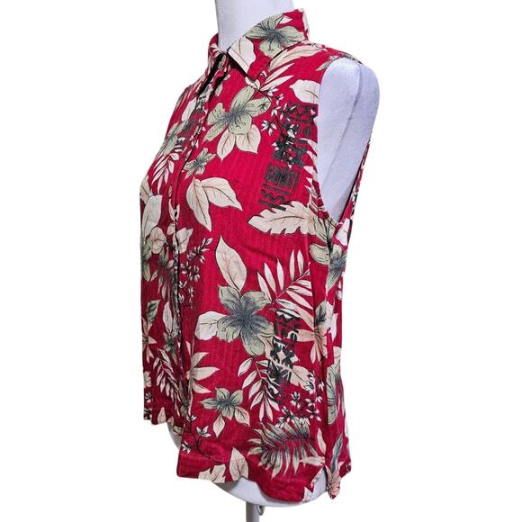 BAHAMA BEACH Women's Vintage Bitton Up Sleeveless Shirt Size Medium Tropical - Picture 3 of 9